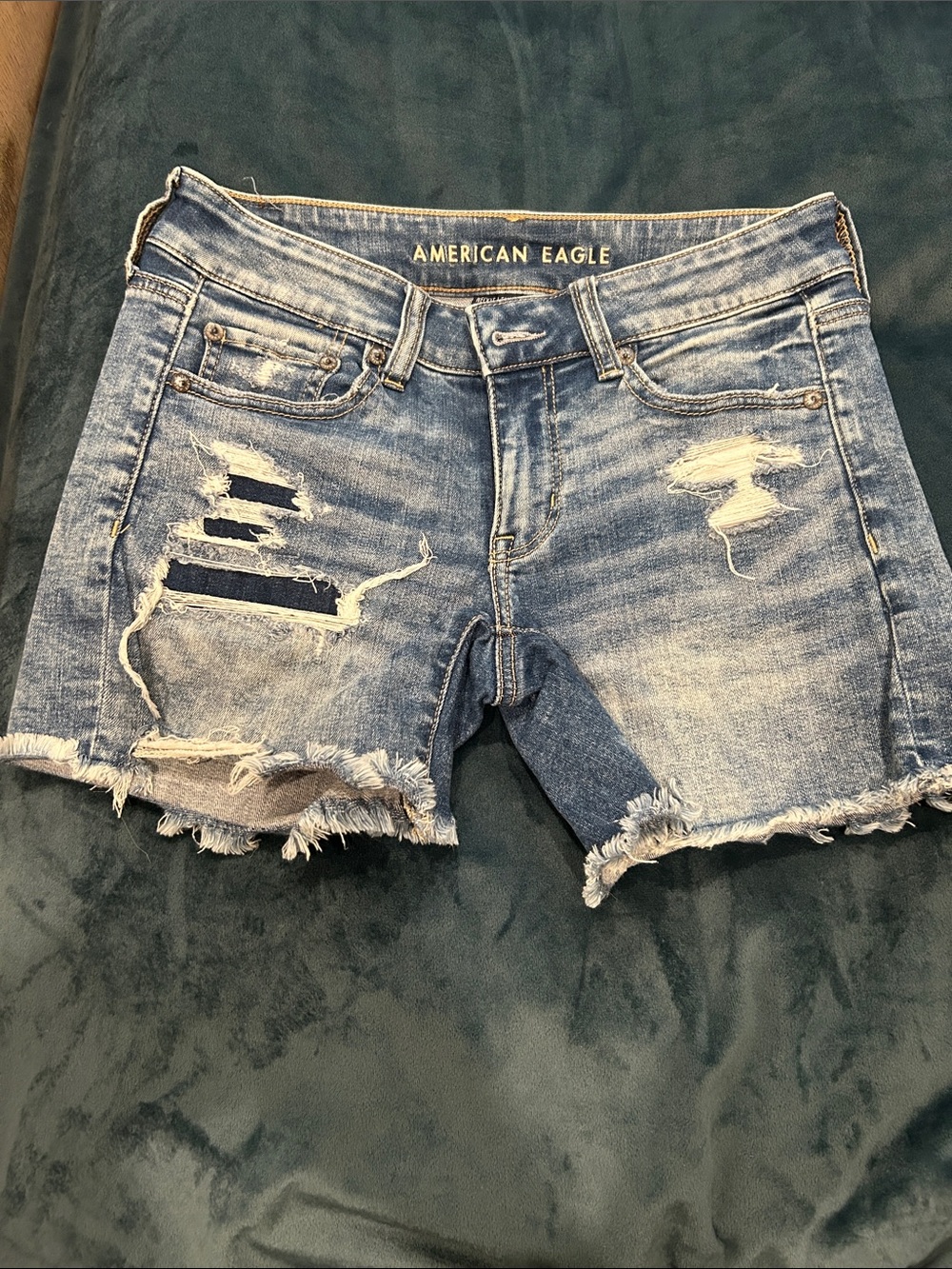 American Eagle Outfitters Distressed Light Blue Denim Cutoff Shorts
